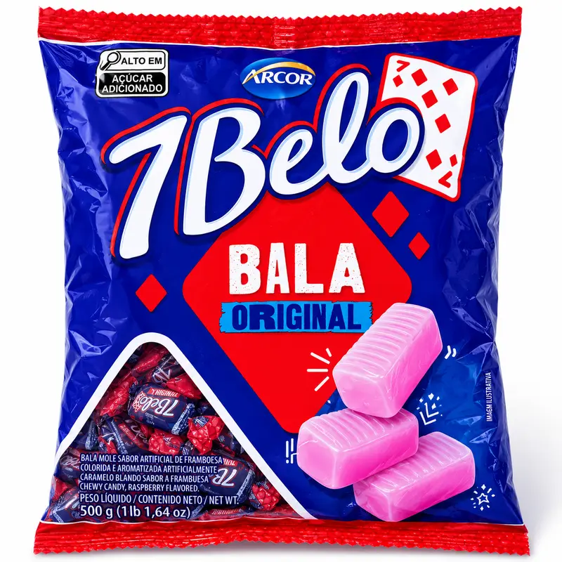 7 Belo Bala Framboesa 7 Belo 500gr.(Caramelos frambuesa)