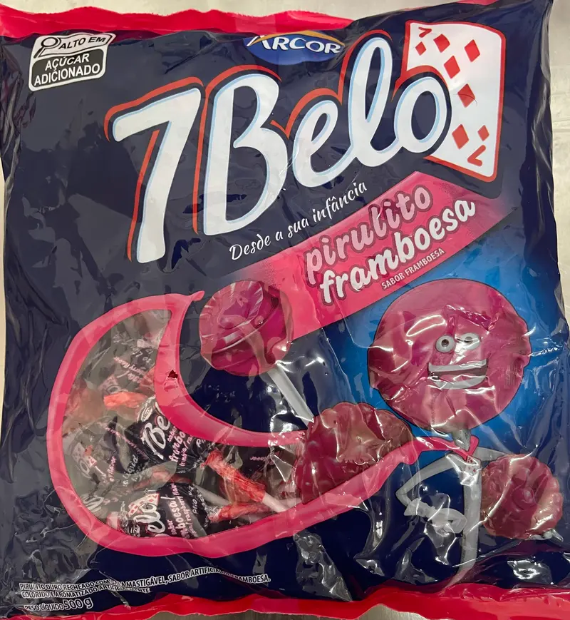 7Belo pirulito de framboesa Arcor 500g