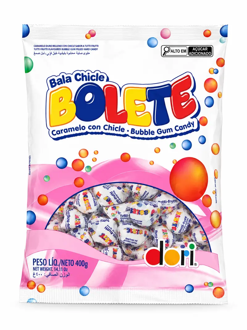Bala Chicle Bolete Tutti Frutti 400G Dori