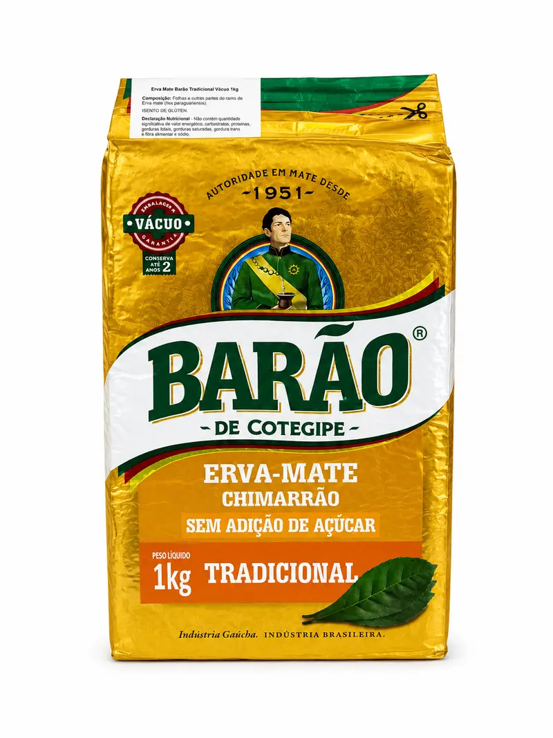 Baráo de contegipe erva mate tradicional vacuo 1kg