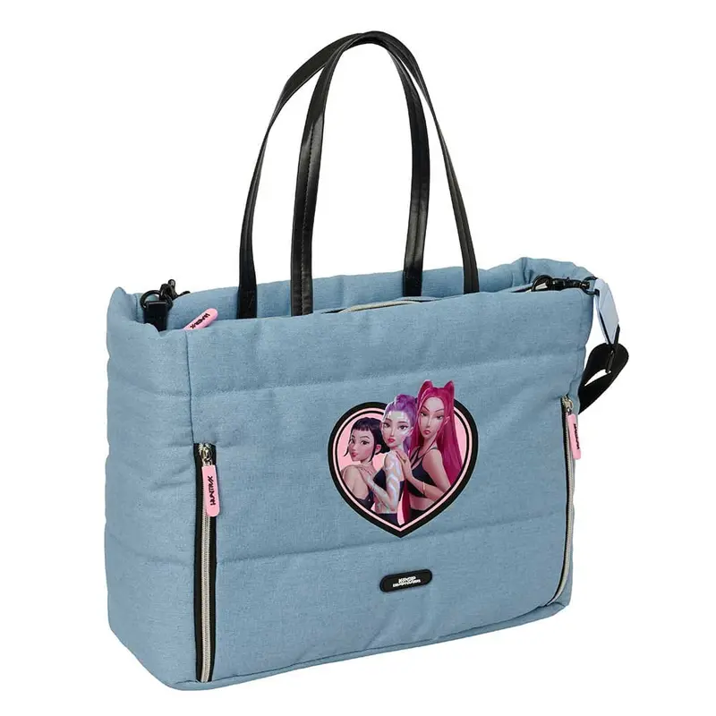 Bolso con bolsillo para portátil 14,1" K-POP Demon Hunters - Huntrix azul 40x17x31cm