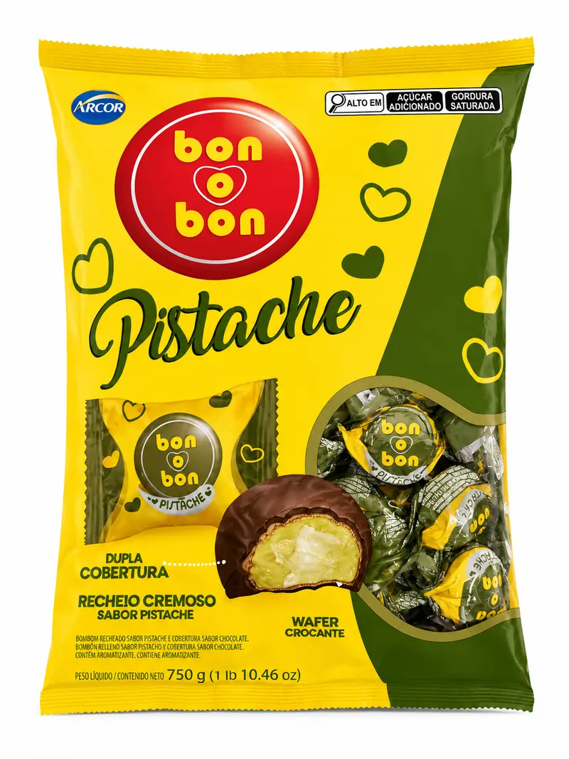 Bombom Bonobon Arcor 750g. Pistache