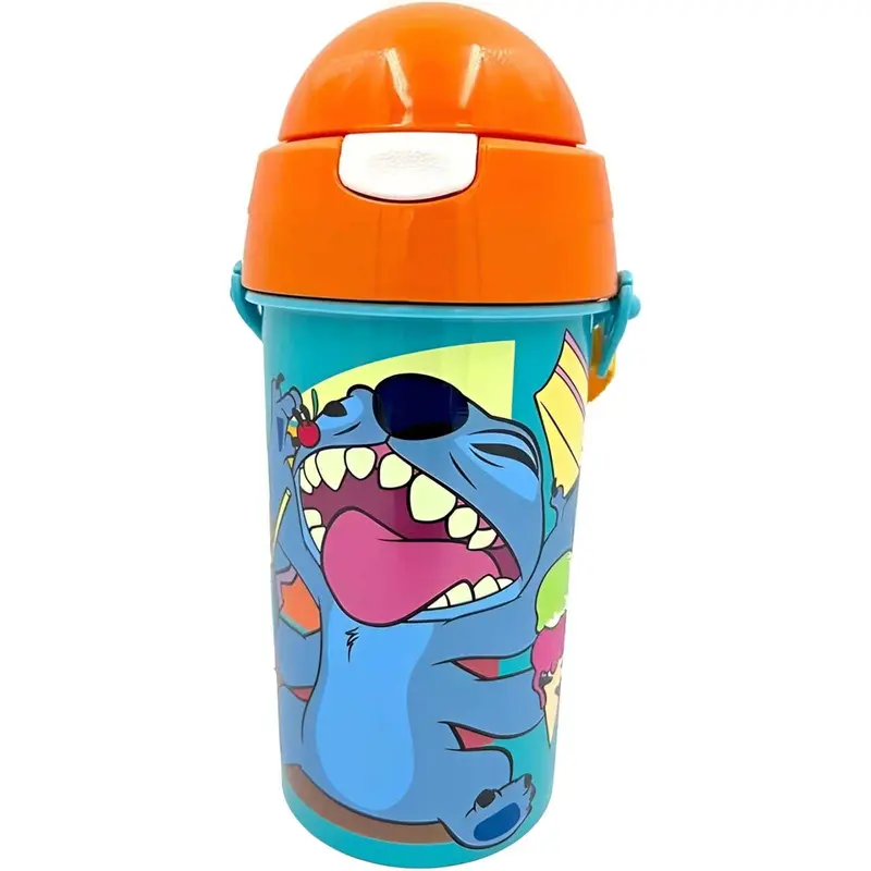 Botella Cantimplora de agua infantil Stitch 500ml | Cantimplora para niños con correa