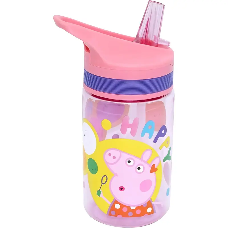 Botella cantimplora Peppa Pig 400ml con pajita- Ideal para el Cole y el Parque
