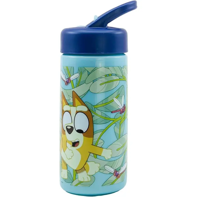Botella de agua deportiva con pajita y asa Bluey de 410ml