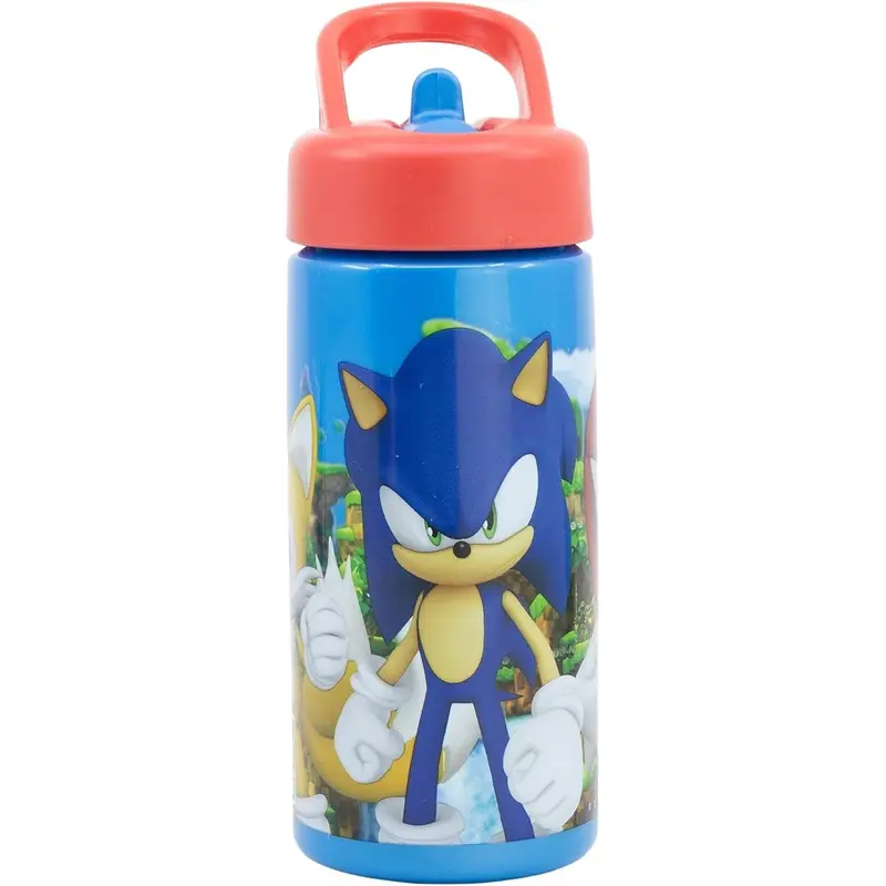 Botella de agua deportiva con pajita y asa Sonic de 410ml