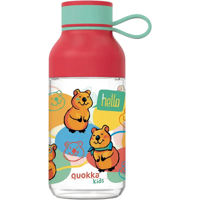 Botella plástico QUOKKA ICE KIDS HAPPY con colgador 430ML