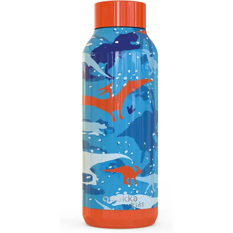 Botella térmica Quokka Kids, Dinosaurios 510ml acero inoxidable boca ancha