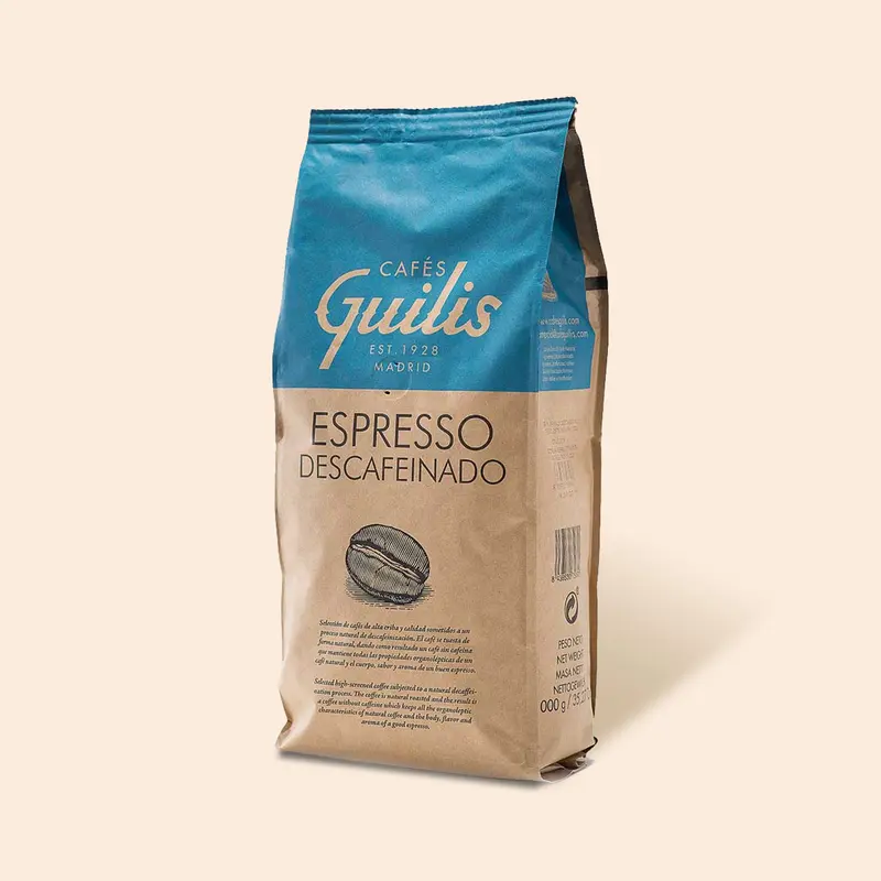 Café Descafeinado Natural Espresso 100% Arábica 1 kg grano