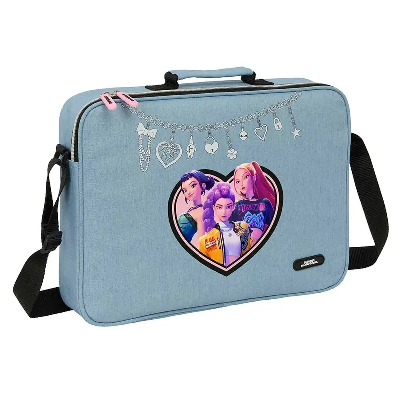 Cartera extraescolares K-POP Demon Hunters - Huntrix azul 38x6x28cm