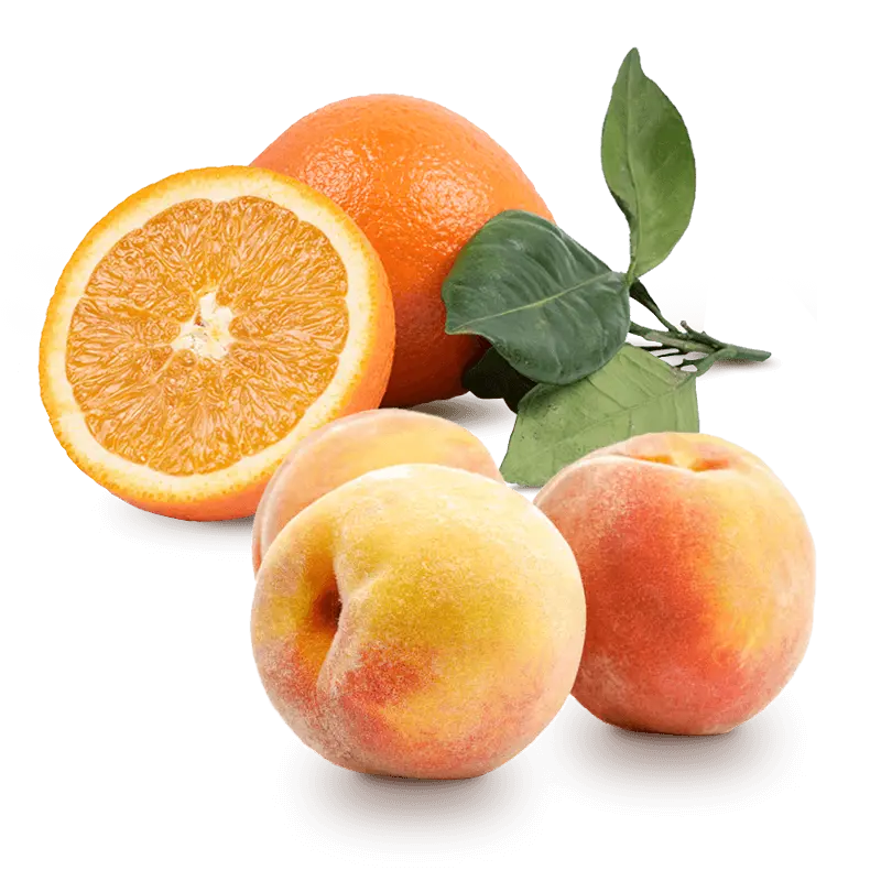 Cesta Melocotones y Naranjas de zumo