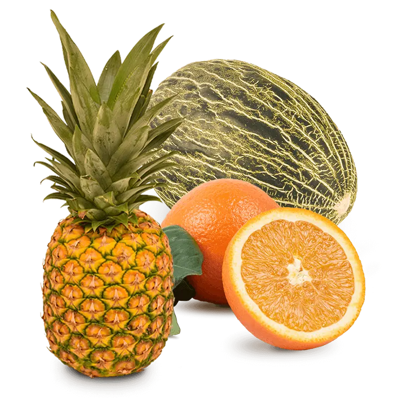 Cesta Melón, Piña y Naranjas de zumo