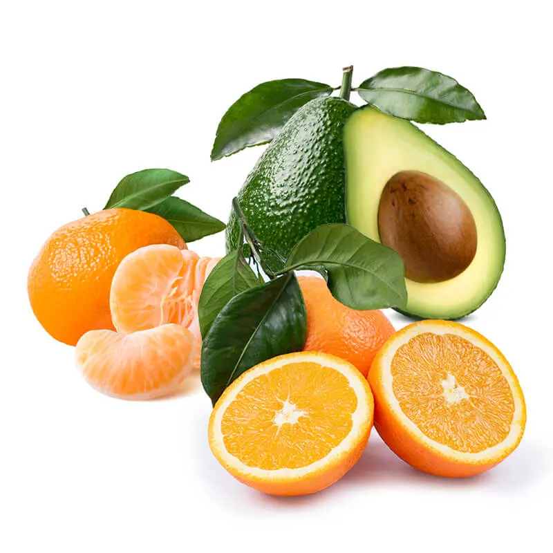 Cesta Naranjas de Mesa, Mandarinas y Aguacates