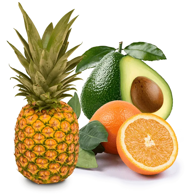 Cesta Naranjas de Zumo, Aguacates y Piña