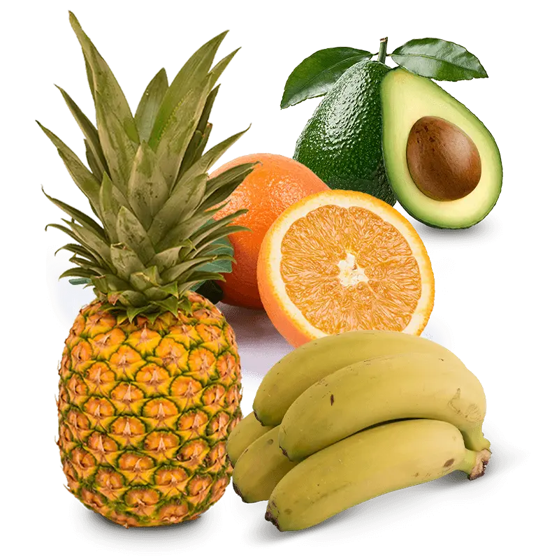 Cesta Naranjas de Zumo, Piña, Aguacates y Plátanos