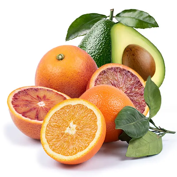 Cesta Naranjas de Zumo, Sanguinas y Aguacates