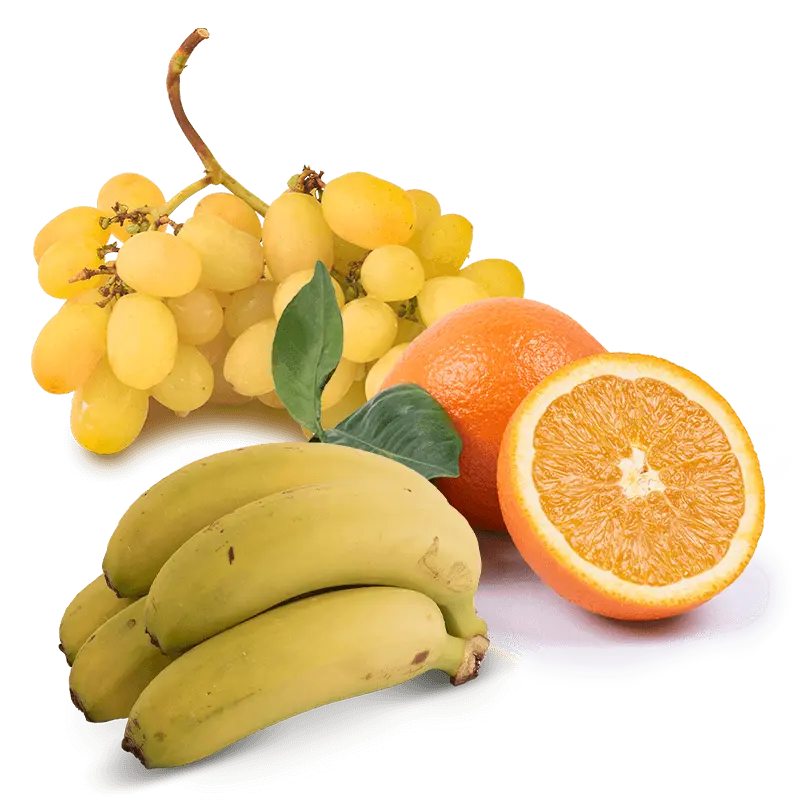 Cesta Naranjas de Zumo, Uva Blanca y Plátanos