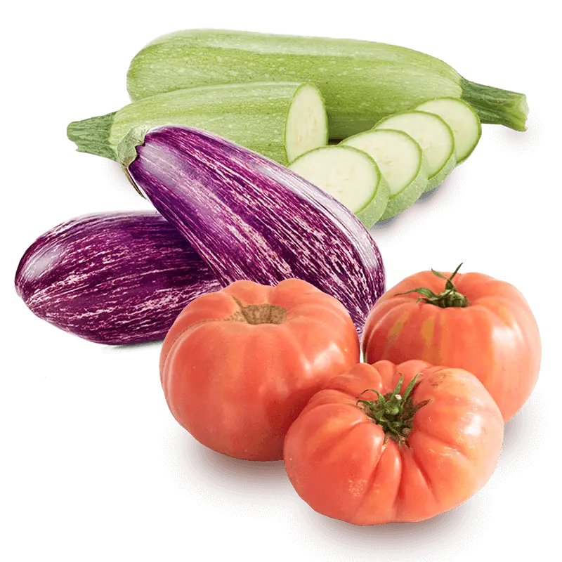 Cesta Tomates, Calabacín y Berenjenas