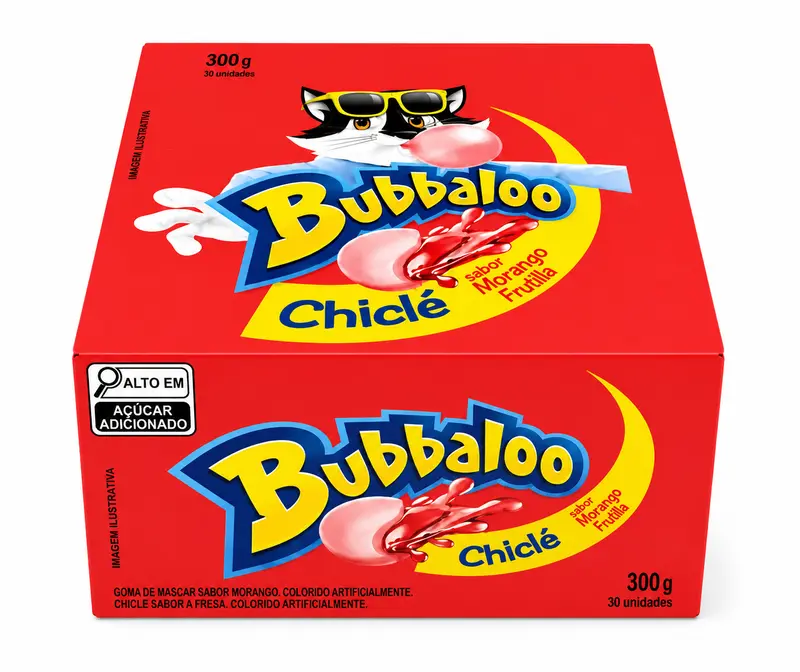Chicle Bubbaloo Morango caixa 300gr.