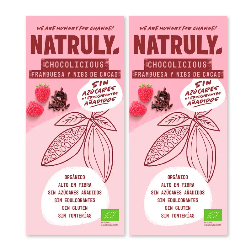 Chocolicious BIO - Frambuesa y Nibs de Cacao Pack | 2 x 85g