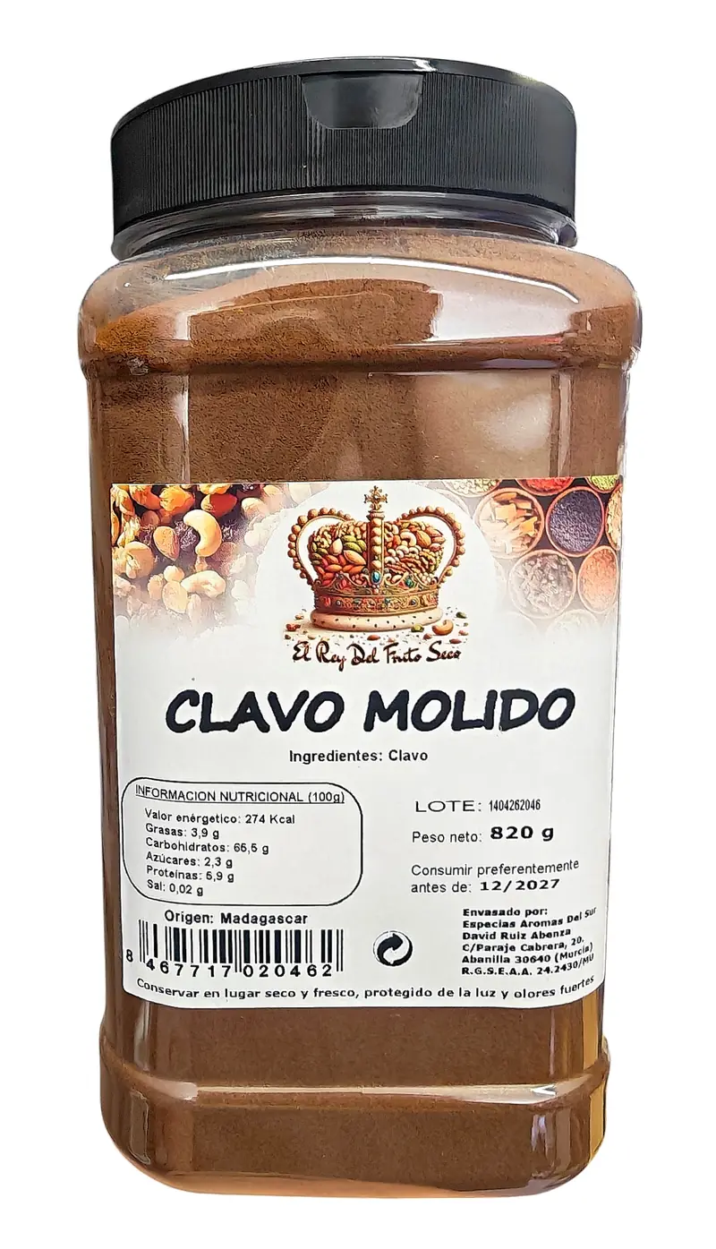 Clavo Molido 820g | Clavo en Polvo de Madagascar | Especia Aromática para Cocina, Repostería e Infusiones