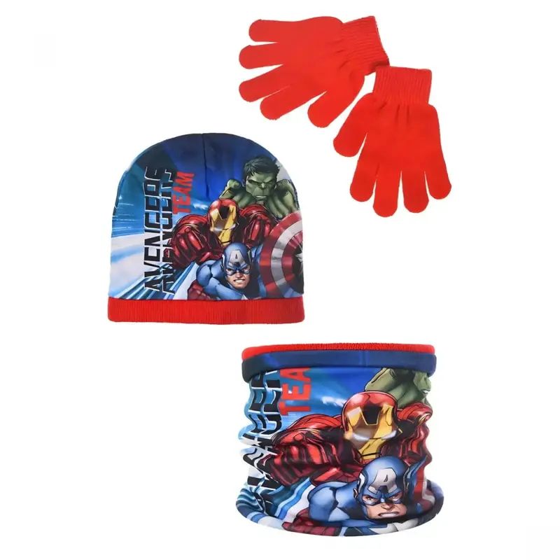 Conjunto gorro, guantes y braga infantil AVENGERS Rojo