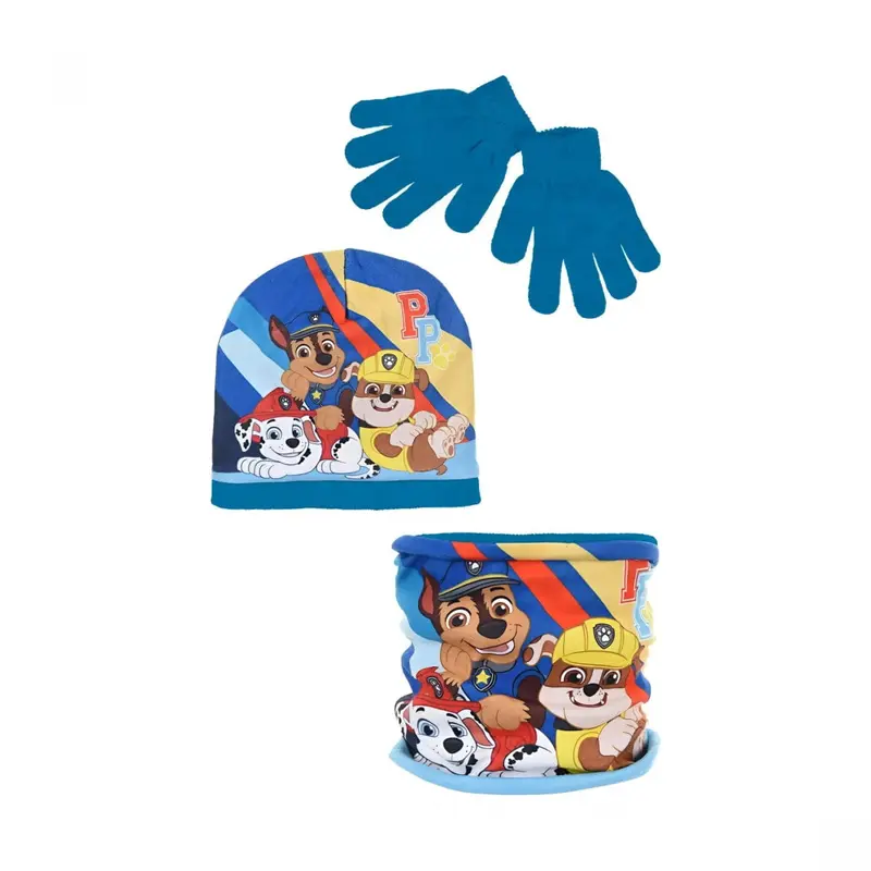 Conjunto gorro, guantes y braga infantil PATRULLA CANINA Azul