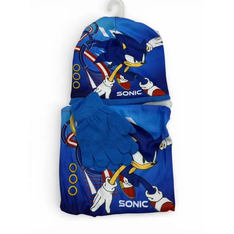 Conjunto gorro, guantes y braga infantil SONIC Azul