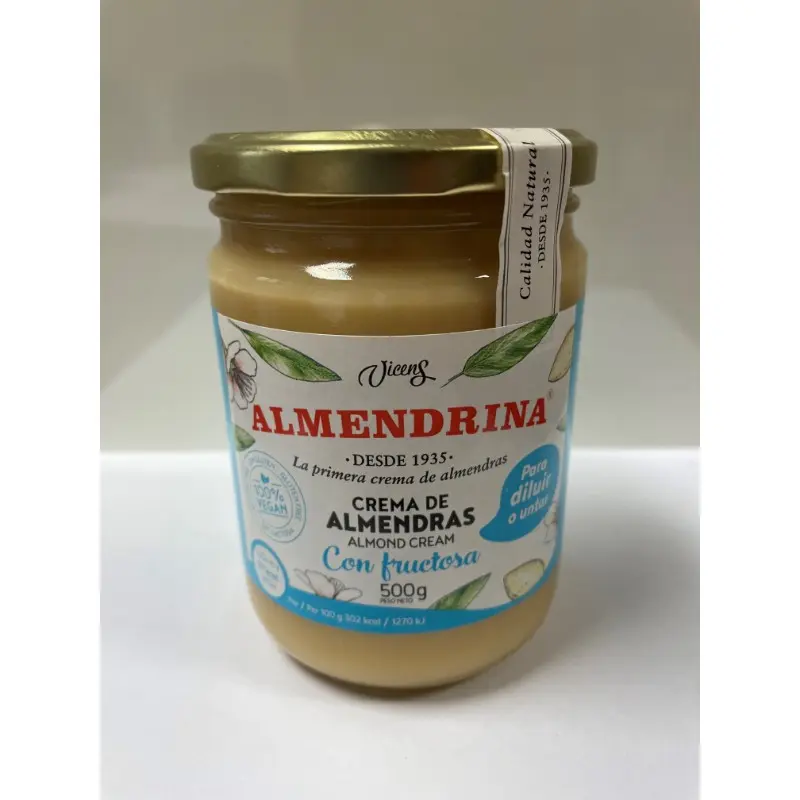 CREMA ALMENDRAS FRUCTOSA TARRO CRISTAL 500 gr