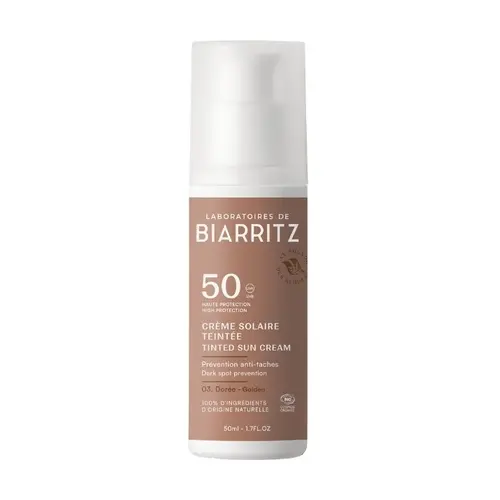 Crema Solar Facial con Color 03 Dorado SPF50 Biarritz | Protector Mineral | 50 ml