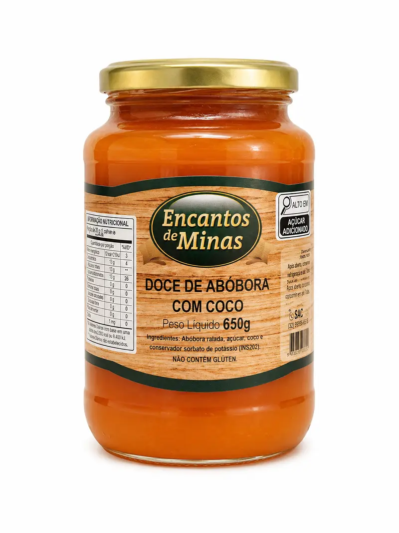 Doce de Abóbora  com Côco. Encantos de Minas 650g.