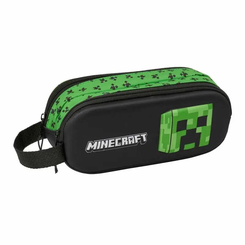 Estuche portatodo doble de Minecraft negro y verde 21x6x8cm
