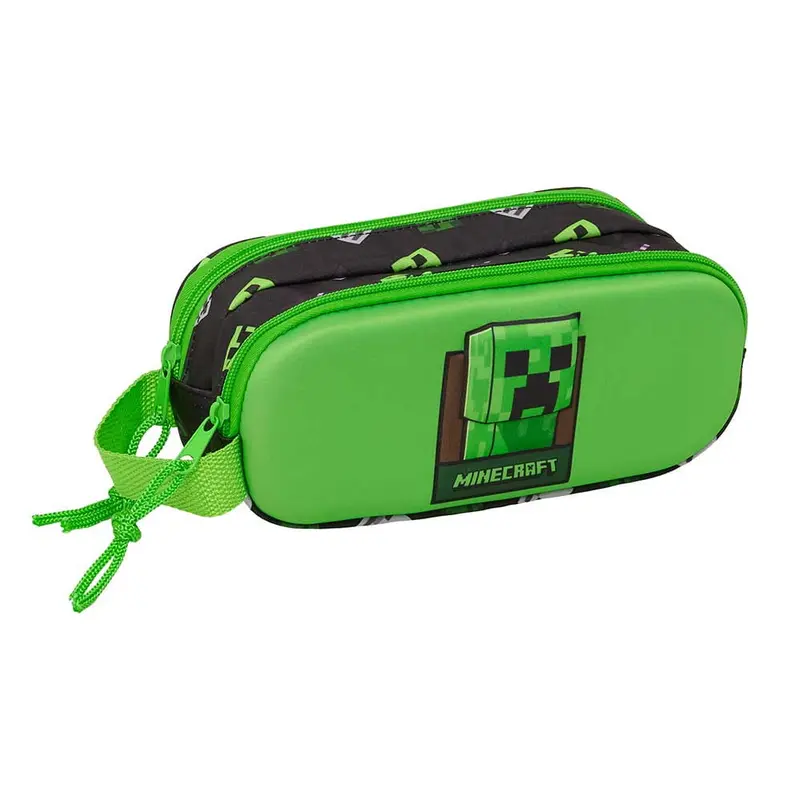 Estuche portatodo doble Minecraft verde 21x6x8cm