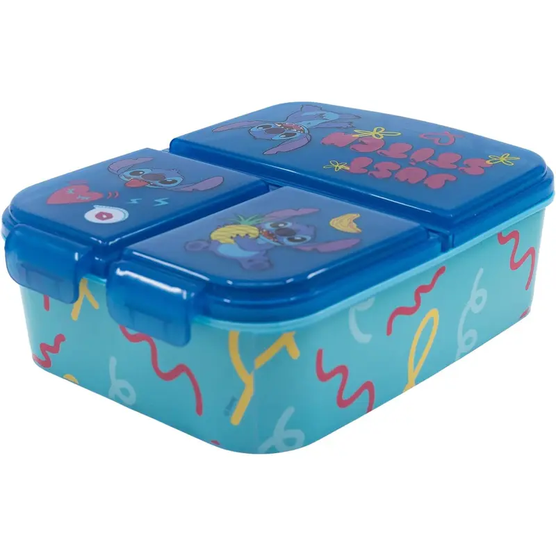 Fiambrera sandwichera tupper triple Stitch azul piñas