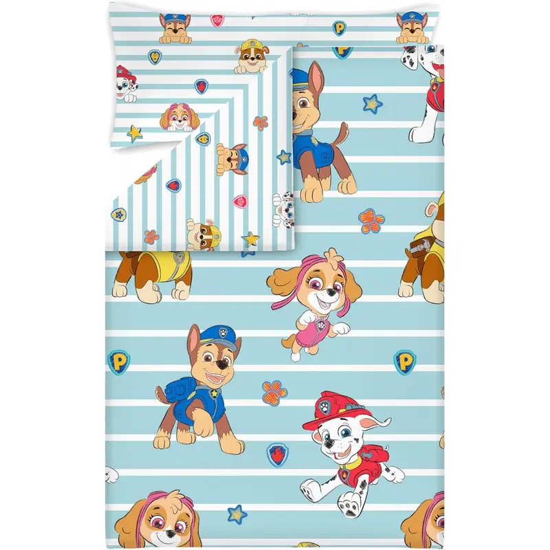 Funda nórdica patrulla canina cama 90 con 1 funda almohada rayas