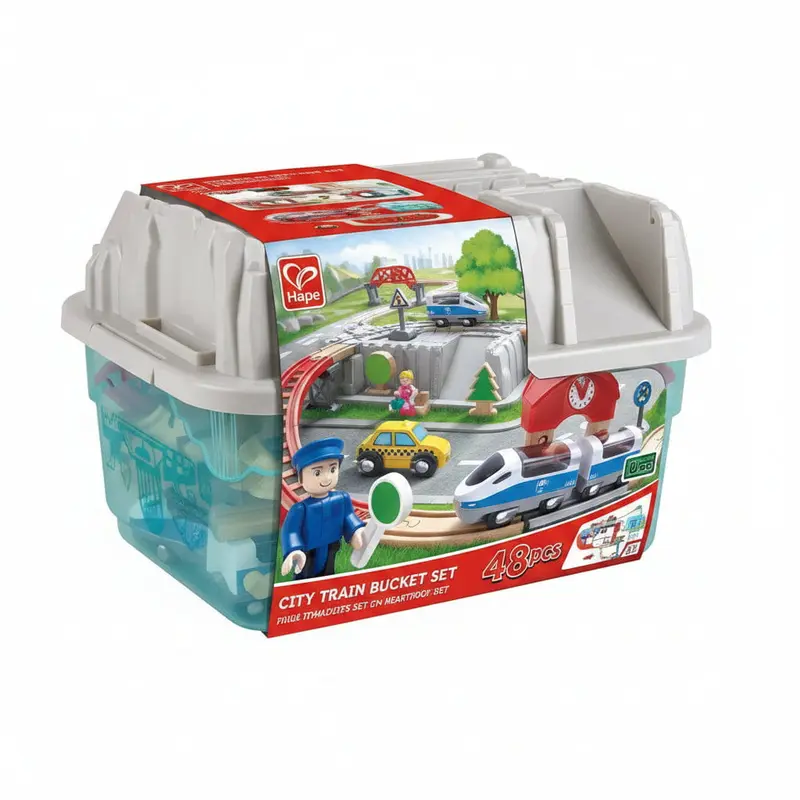 Juego de bloques de construcción tren de ciudad de Hape
