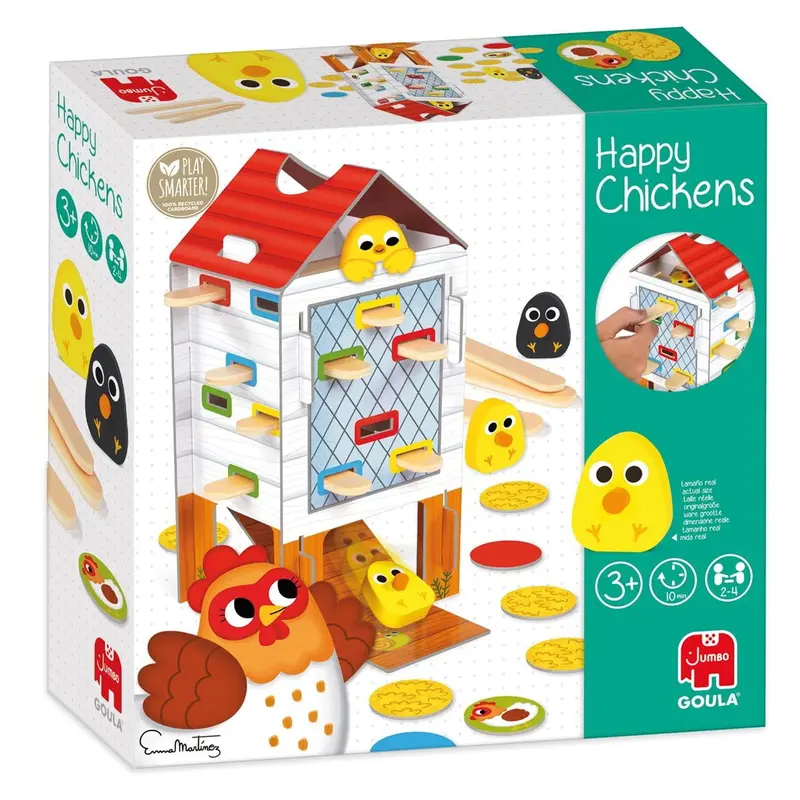 Juego habilidad "Happy Chickens" de madera de Goula