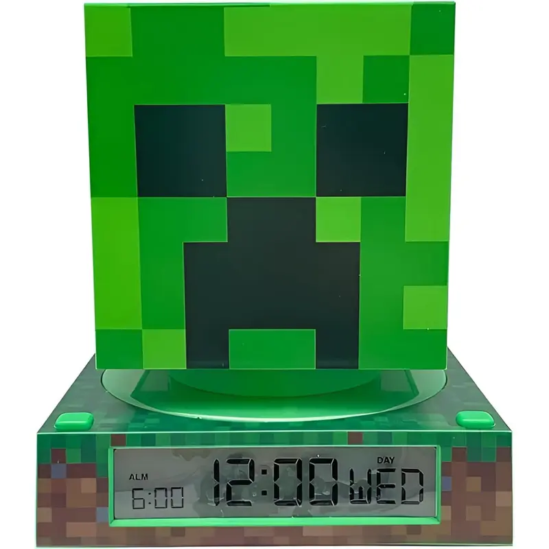 Lámpara infantil 3D con despertador MINECRAFT 25cm