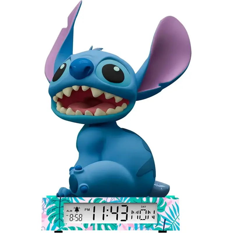 Lámpara infantil 3D con despertador STITCH 25cm