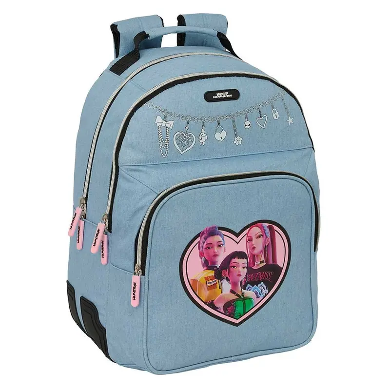 Mochila doble adaptable a carro K-POP Demon Hunters - Huntrix azul 32x15x42cm