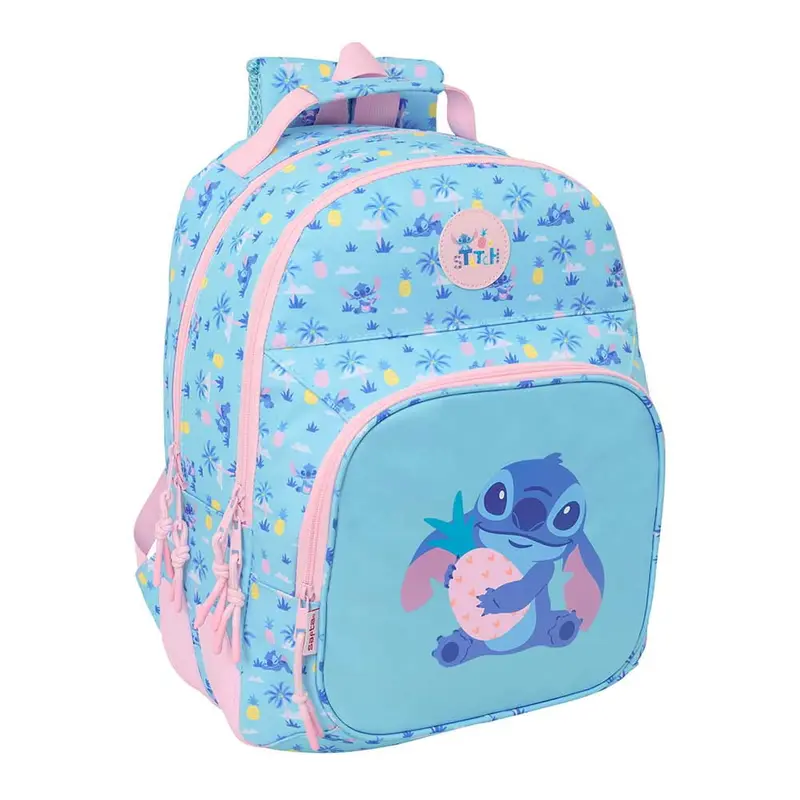 Mochila doble escolar Stitch Disney "Waves" adaptable a carro 32x15x42CM