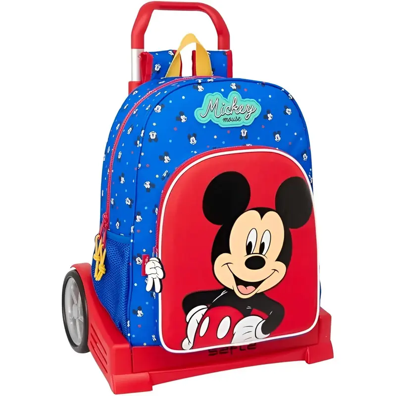 Mochila escolar con carro evolution MICKEY MOUSE GOOD DAY 33x14x42 cm