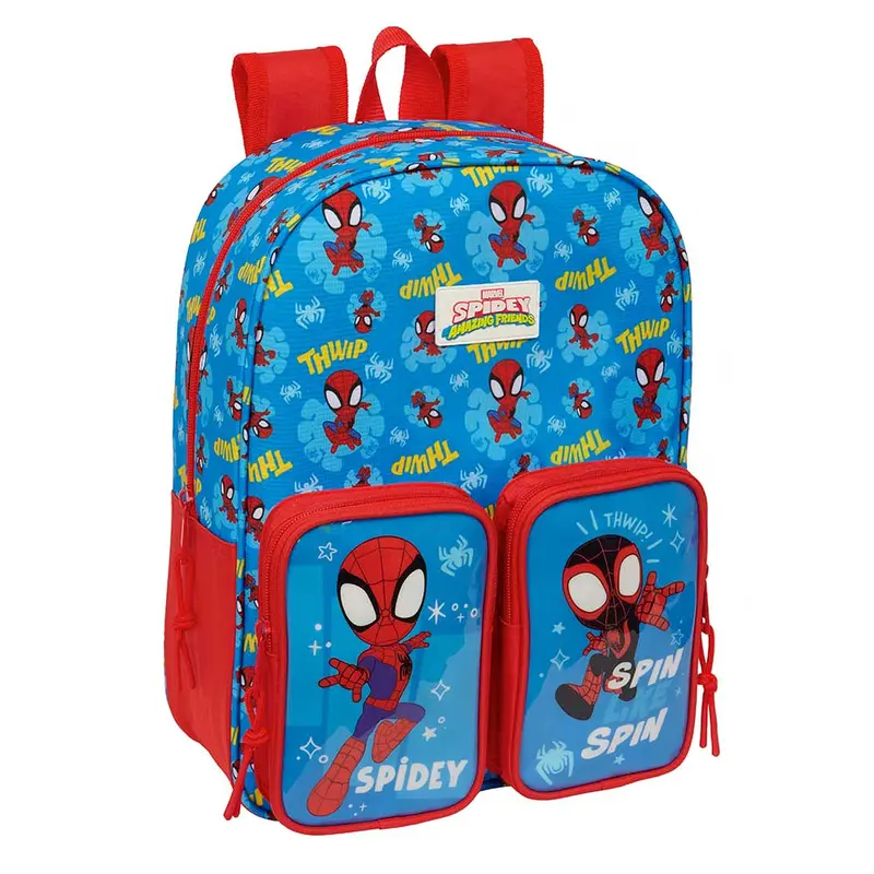 Mochila infantil con bolsillo adaptable a carro Spidey de spiderman 26x11x34cm