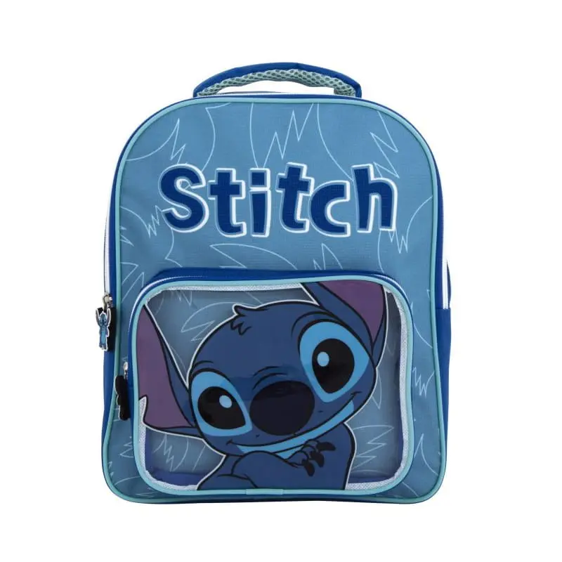 Mochila infantil Stitch Disney con bolsillo transparente 30x24,5x11cm