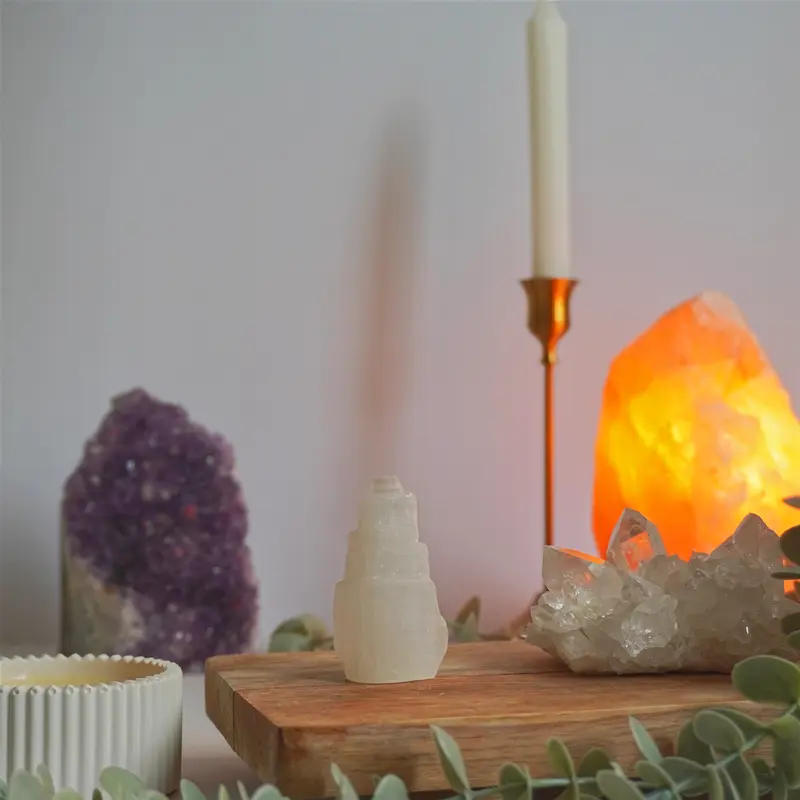Monolito de Selenita | Limpieza energética y atmósfera pacífica