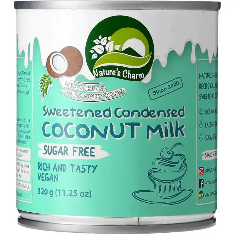 Natures Charm - Leche de coco, endulzada y condensada SIN AZÚCAR (320g)