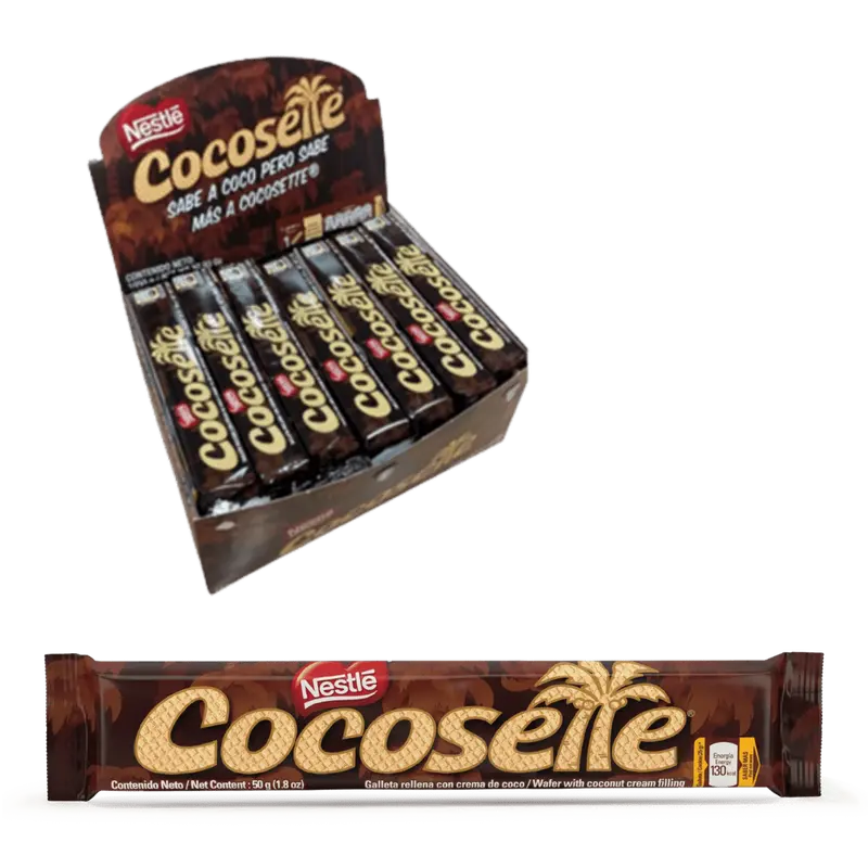 Nestle COCOSETTE - Barquillo de Galleta Rellena de Crema de Coco - CAJA de 21 Unidades de 50g