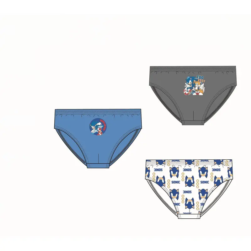 Pack 3 calzoncillos slips niño Sonic 6/8 años (126cm)