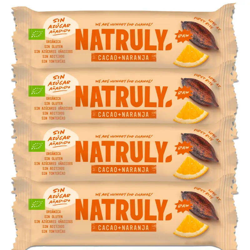 Pack 4x Barrita Raw BIO - Cacao y Naranja | 4 x 40g