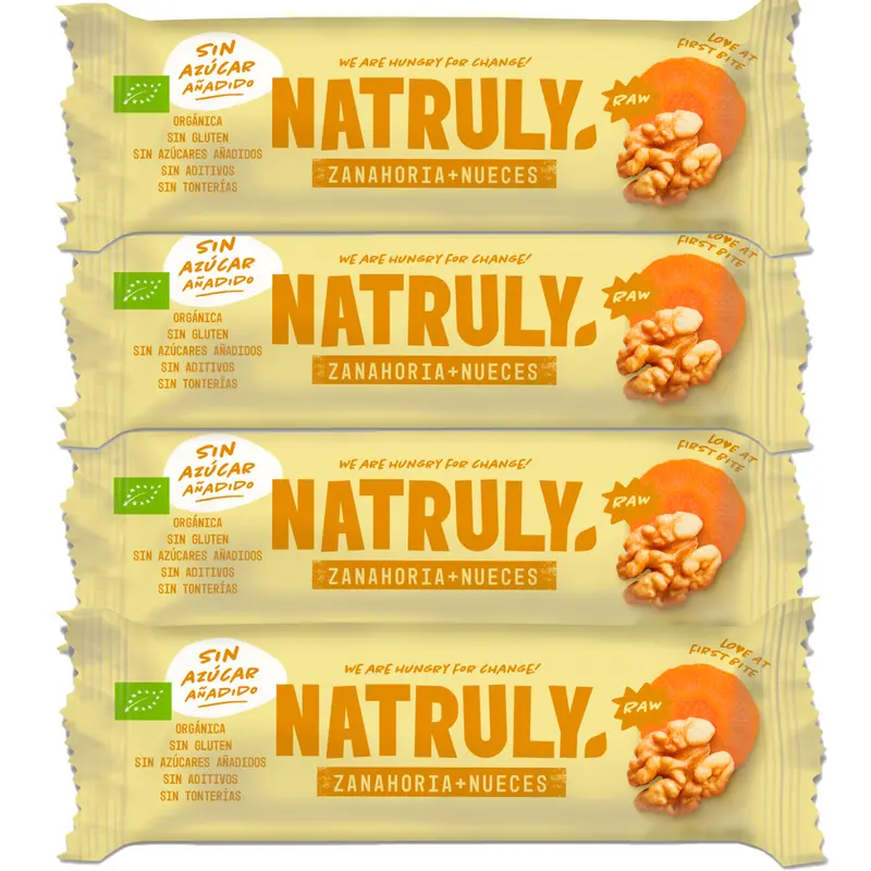 Pack 4x Barrita Raw BIO - Zanahoria y Nueces | 4x 40g